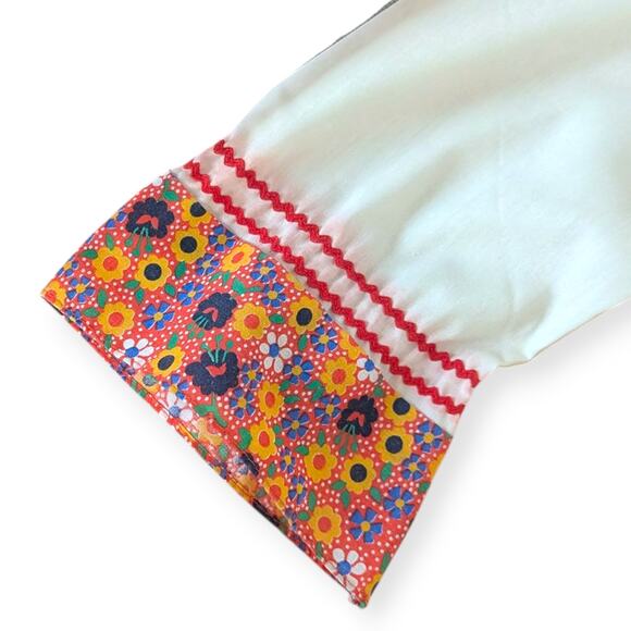 60s 70s Boho Tie-back Peasant Tunic ~ Girls Size 8 ~ Groovy print - Picture 3 of 7